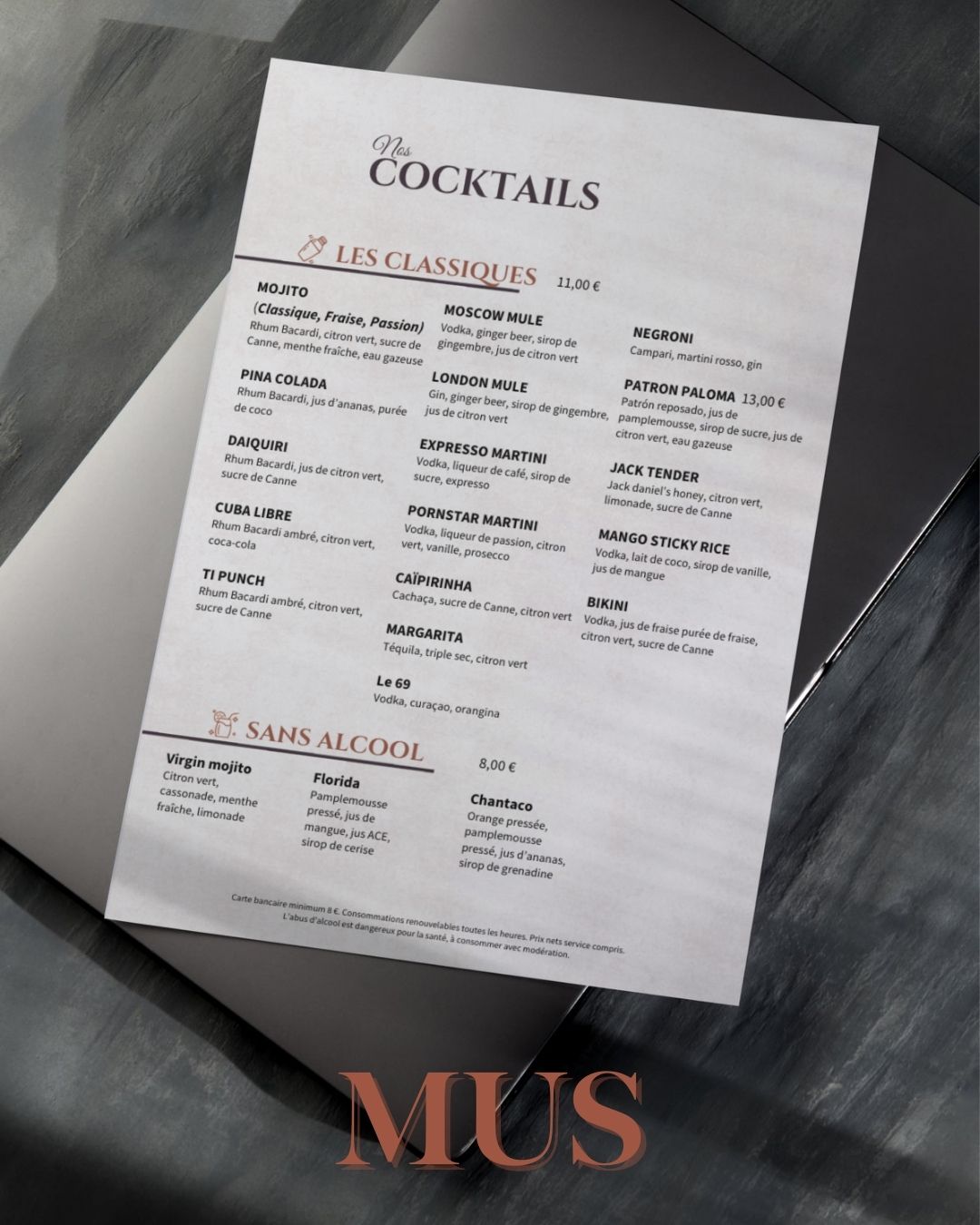 Création de menu restaurant par Agence Marketing Digital Aix-en-Provence - Design élégant et attractif